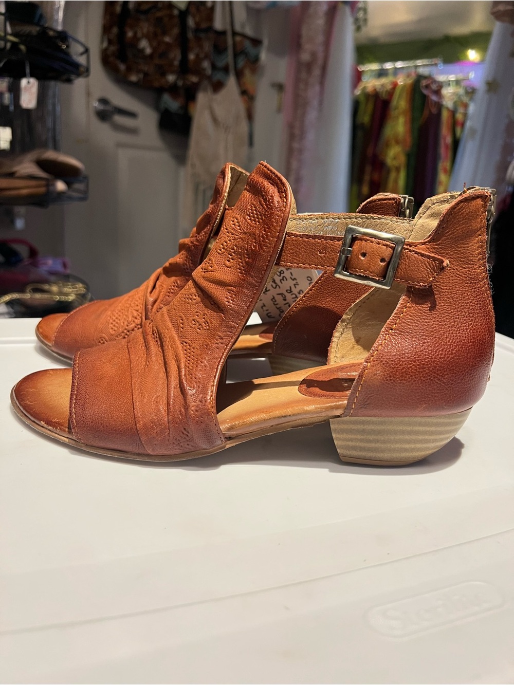 Miz Mooz Open-Toe Corra Red Leather Heeled Sandals Size 38
